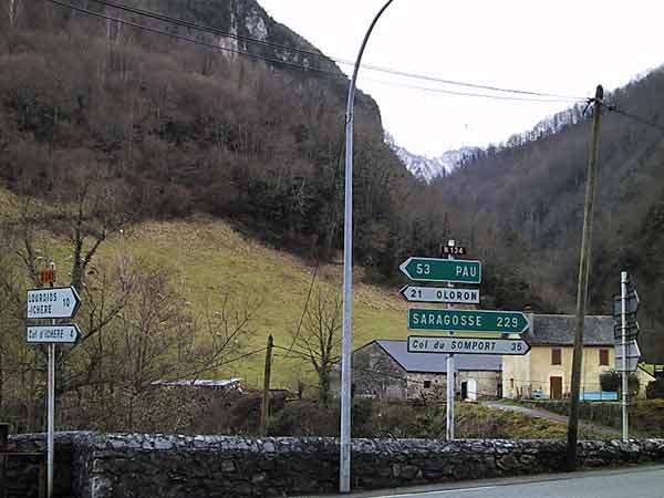 Road signs in the French Pyrenees