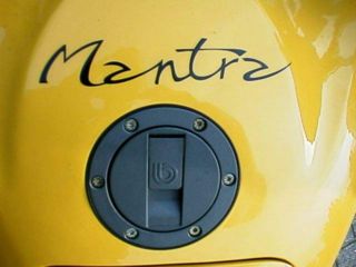 The word Mantra on the yellow tank
