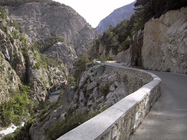 Road alongside a ravine