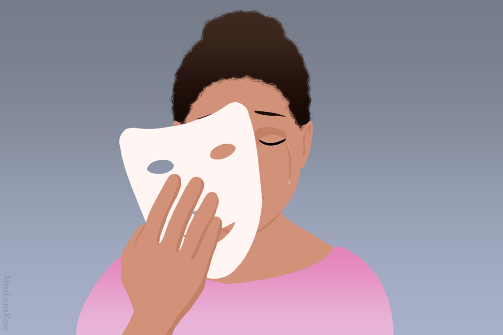 een vrouw met een masker