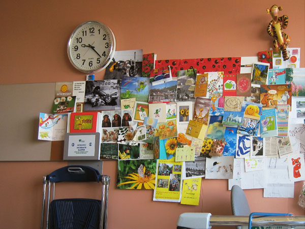 Wall full of postcards