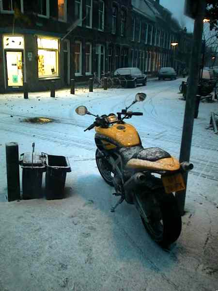 Bimota Mantra covered with snow