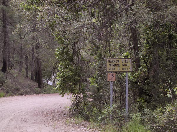 Narrow steep winding road, the next 8 miles