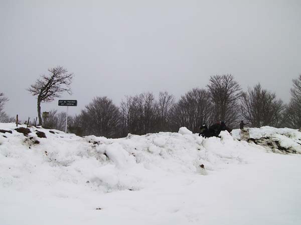 sneeuwlandschap met bordje Col du Perthus