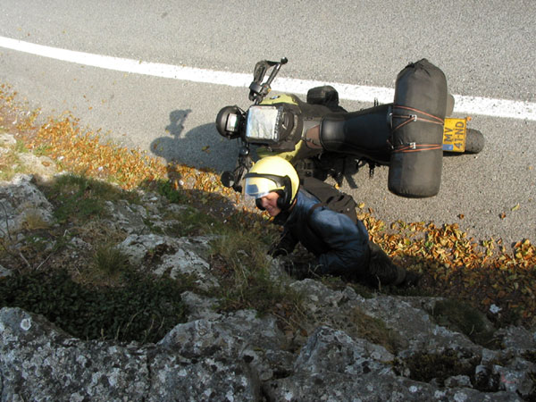 Pieter en de motor van boven gezien