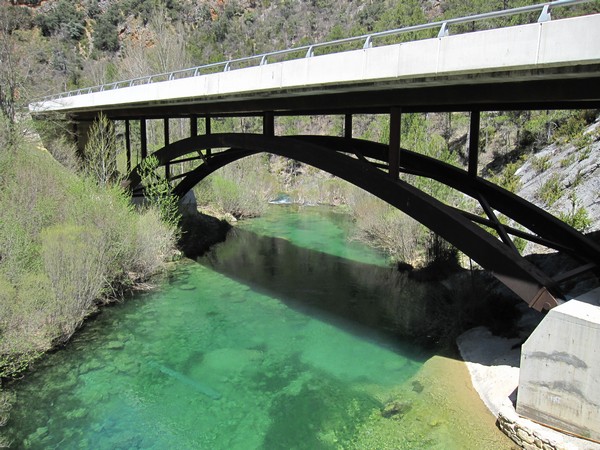 Brug over groen-blauw water