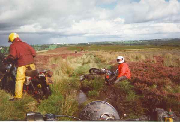 Motorcycles stuck in the moor