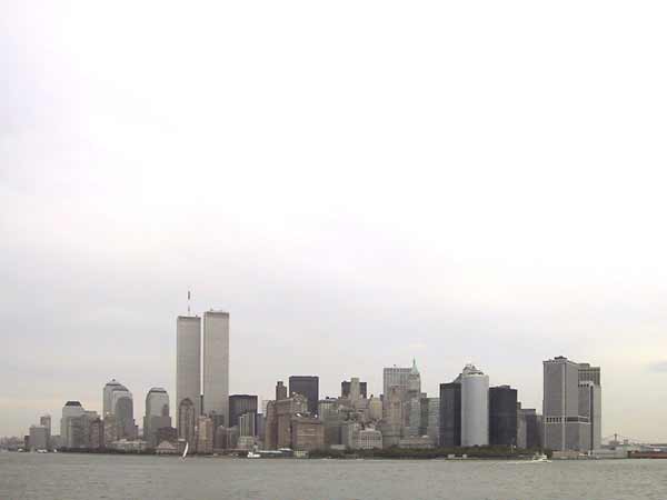Manhattan vanaf het water, met Twin Towers