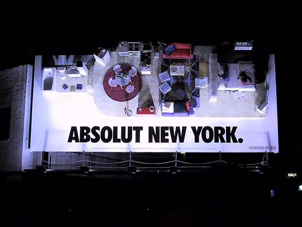 Reclamebord met Absolut New York