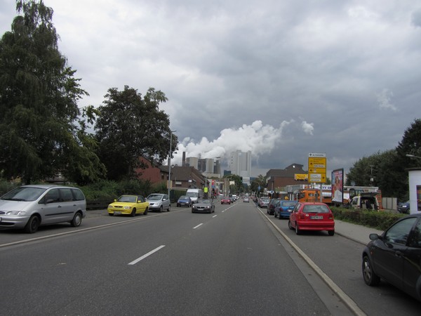 Stad met rokende schoorstenen