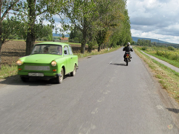 Motorcycle and car
