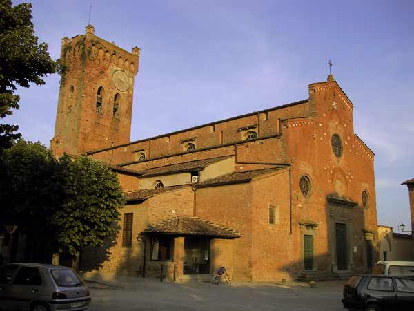 Church in brick, in a golden light