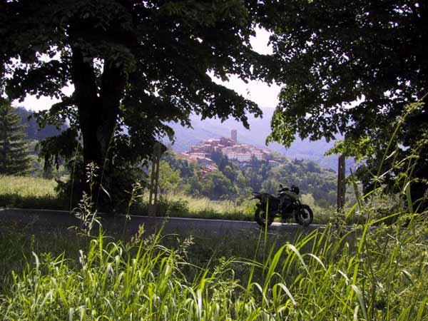 View on a town on a hilltop