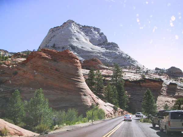 Mountains of white and orange rock