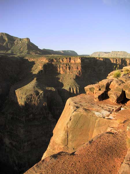 The crevasse of the Grand Canyon coloured in orange