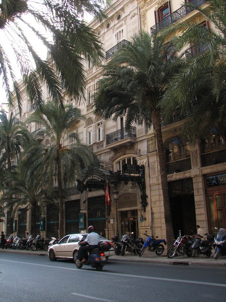 Straat met huizen en palmen