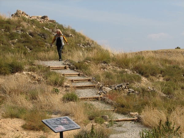 Sylvia loopt op heuvel